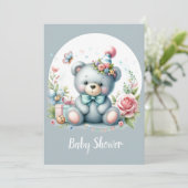 Schattigee Waterverf teddybeer baby dier Kaart (Staand voorkant)