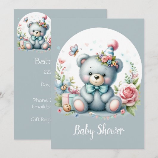 Schattigee Waterverf teddybeer baby dier Kaart (Voorkant / Achterkant)