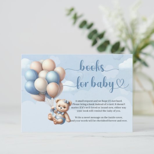 Schattigee waterverf Teddybeer ballonnen Boekaanvr Informatiekaartje (Staand voorkant)
