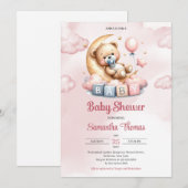 Schattigee waterverf teddybeer over de maan kaart (Voorkant / Achterkant)