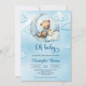 Schattigee Waterverf teddybeer slapen over de maan Kaart (Voorkant)