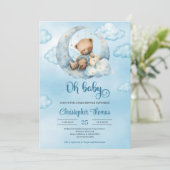 Schattigee Waterverf teddybeer slapen over de maan Kaart (Staand voorkant)