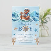 Schattigee waterverf teddybeer zeiler Ahoy Het is  Kaart (Staand voorkant)