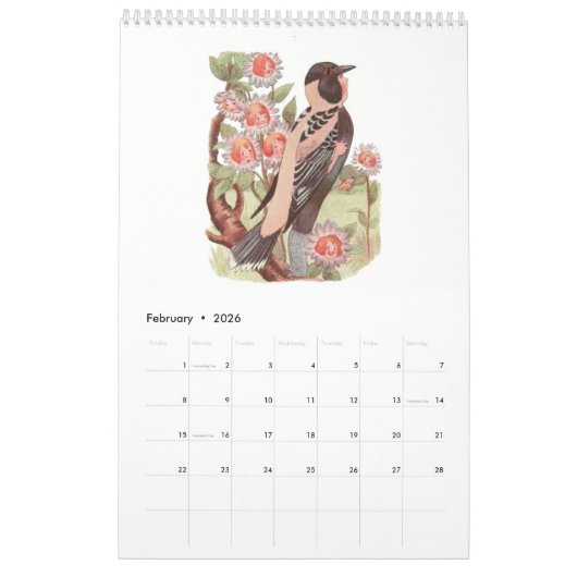 Schattigee  Waterverf Tekeningen Vogelkinderen 3 Kalender (Feb 2026)