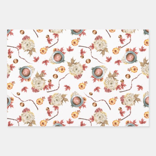 Schattigee Waterverf Thanksgiving patroon drie pac Inpakpapier Vel (Voorkant 3)