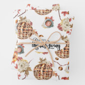 Schattigee Waterverf Thanksgiving patroon drie pac Inpakpapier Vel (In situ)