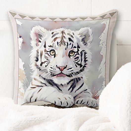 Schattigee Waterverf Tiger Cub Animal Art Kussen