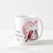 Schattigee Waterverf Tortelduifjes Gelukkige Valen Koffiemok (Voorkant rechts)