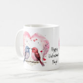 Schattigee Waterverf Tortelduifjes Gelukkige Valen Koffiemok (Voorkant links)