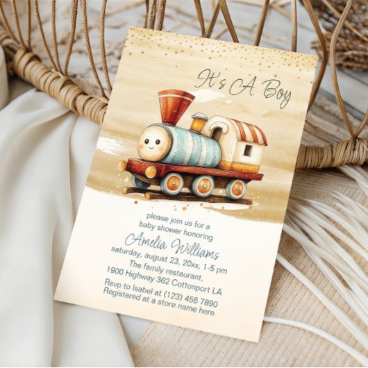 Schattigee Waterverf train zijn een jongen Baby sh Kaart