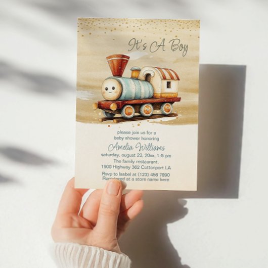 Schattigee Waterverf train zijn een jongen Baby sh Kaart