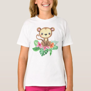 Schattigee Waterverf Tropical Baby Monkey T-shirt