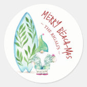 Schattigee Waterverf Tropical Beach Kerstmis Ronde Sticker (Voorkant)