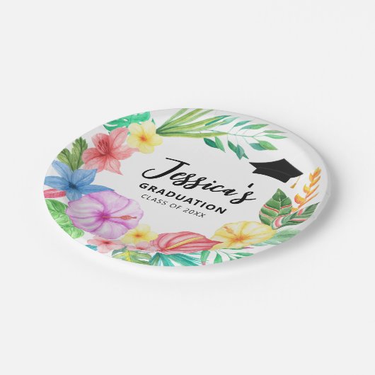 Schattigee Waterverf Tropische Floral Wreath Afstu Papieren Bordje (Gekanteld)