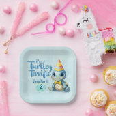 Schattigee waterverf Turtle Kids Verjaardag Papieren Bordje (Feest)