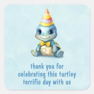 Schattigee waterverf Turtle Kids Verjaardag Vierkante Sticker
