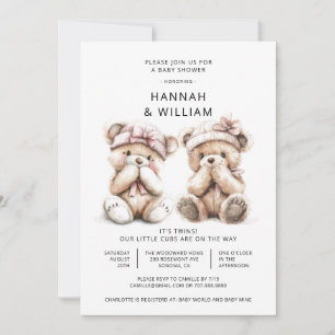 Schattigee Waterverf tweeling Teddy Bear Baby show Kaart