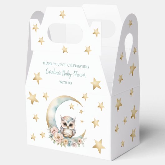 Schattigee Waterverf Uil Baby shower Bedankdoosjes (Geopend)