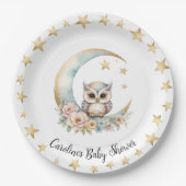 Schattigee Waterverf Uil Baby shower Papier Bord (Voorkant)