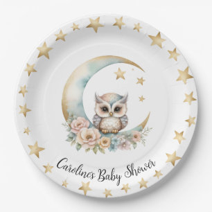 Schattigee Waterverf Uil Baby shower Papier Bord