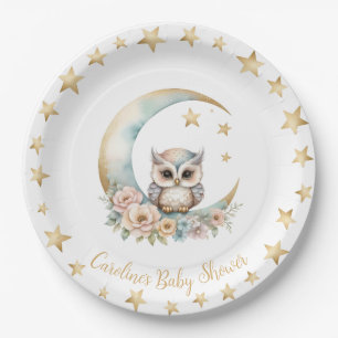 Schattigee Waterverf Uil Baby shower Papier Bord