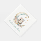 Schattigee Waterverf Uil Baby shower Servet (Hoek)