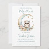 Schattigee Waterverf Uil Baby shower Uitnodiging (Voorkant)