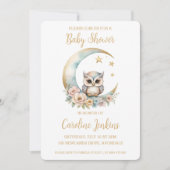Schattigee Waterverf Uil Baby shower Uitnodiging (Voorkant)