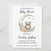 Schattigee Waterverf Uil Baby shower Uitnodiging (Voorkant)