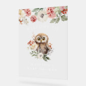 Schattigee Waterverf Uil Baby shower Welkom Acryl Bord (Hoek)