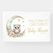 Schattigee Waterverf Uil Baby shower Welkom Spandoek (Horizontaal)