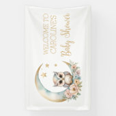 Schattigee Waterverf Uil Baby shower Welkom Spandoek (Verticaal)