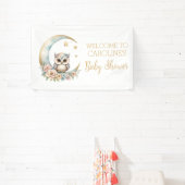 Schattigee Waterverf Uil Baby shower Welkom Spandoek (Insitu)