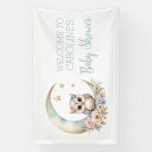 Schattigee Waterverf Uil Baby shower Welkom Spandoek (Verticaal)