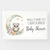 Schattigee Waterverf Uil Baby shower Welkom Spandoek (Horizontaal)