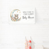 Schattigee Waterverf Uil Baby shower Welkom Spandoek (Insitu)