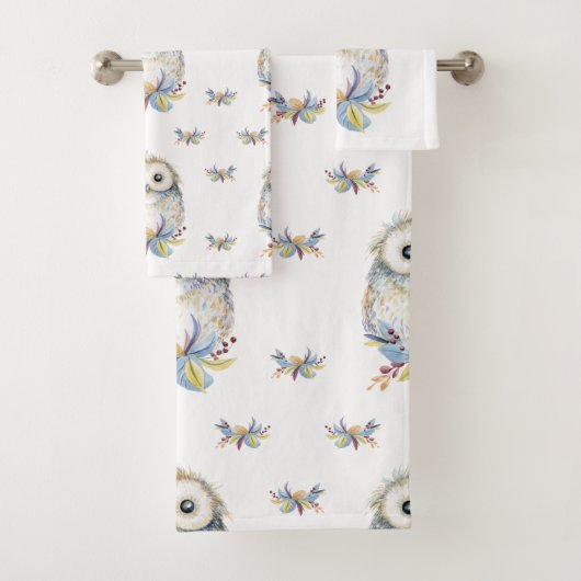 Schattigee waterverf Uil Bad Handdoek (Insitu)