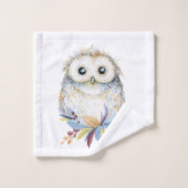 Schattigee waterverf Uil Bad Handdoek (Wasdoekje)