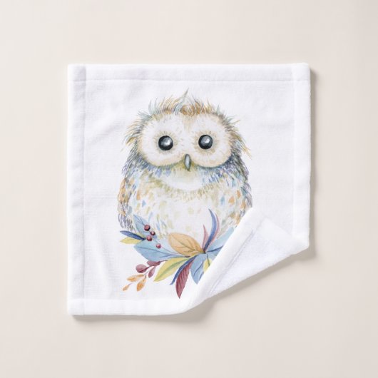 Schattigee waterverf Uil Bad Handdoek (Wasdoekje)