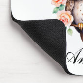 Schattigee Waterverf uil en bladachtige Rozen Muismat (Hoek)