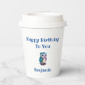 Schattigee Waterverf Uil Forest Woodland Animal Papieren Bekers (Achterkant)