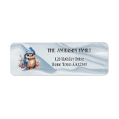 Schattigee Waterverf uil kerst retour adreslabel Etiket (Voorkant)