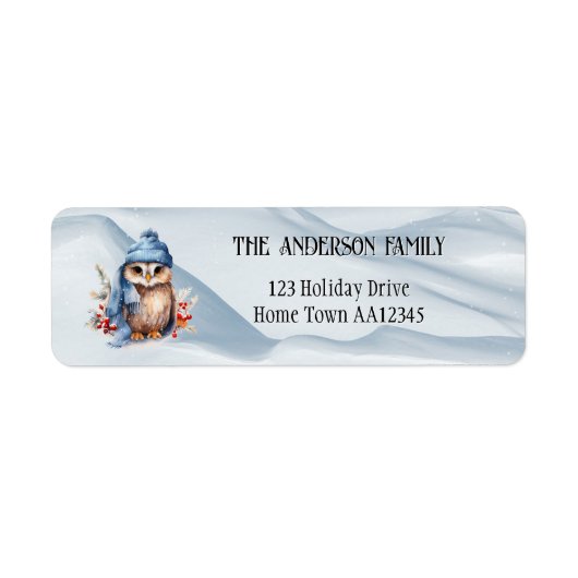 Schattigee Waterverf uil kerst retour adreslabel Etiket (Voorkant)