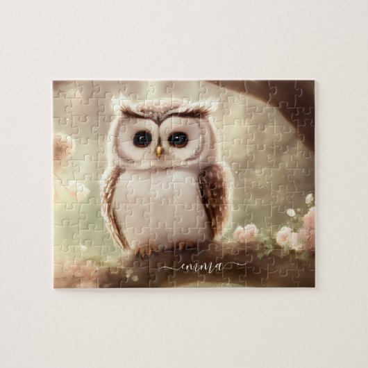 Schattigee waterverf uil naam puzzel legpuzzel (Horizontaal)