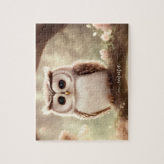 Schattigee waterverf uil naam puzzel legpuzzel (Verticaal)