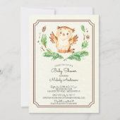 Schattigee Waterverf Uil Neutraal Baby shower Uitn Kaart (Voorkant)