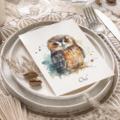 Schattigee Waterverf Uil, op maat Briefkaart