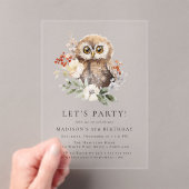 Schattigee Waterverf Uil Winterverjaardagsfeestje Acryl Uitnodigingen (Insitu (Draagbaar))