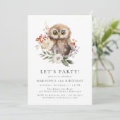 Schattigee Waterverf Uil Winterverjaardagsfeestje Kaart (Staand voorkant)