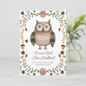 Schattigee Waterverf uil zwangerschap Aankondiging (Staand voorkant)